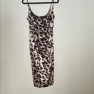 Leopard Print Satin Slip Dress